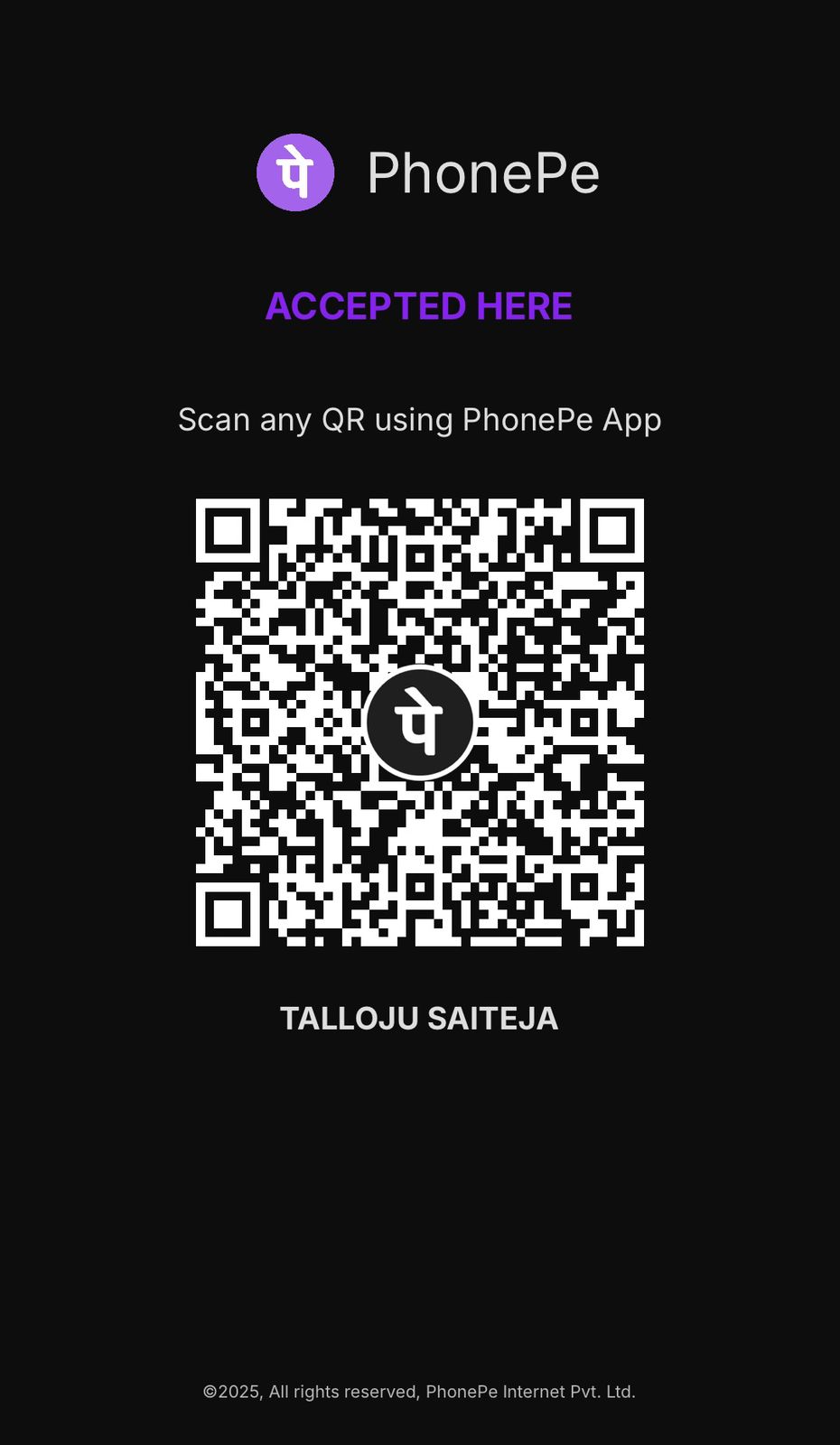 UPI QR code for payment